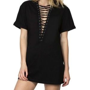 EMMA & SAM🖤 Lace-Up T-Shirt Dress